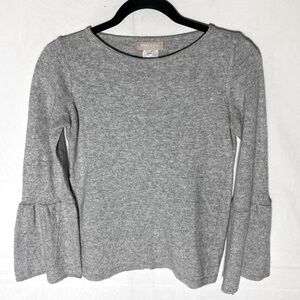 Hekla & Co. Grey Merino Wool Cashmere Blend Bell Sleeve Light Sweater S